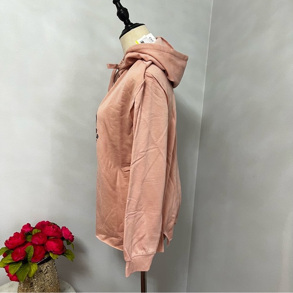 C & C California Pink Hooded Sweatshirt With Heart Detail Print - Size Medium - Picture 7 of 14
